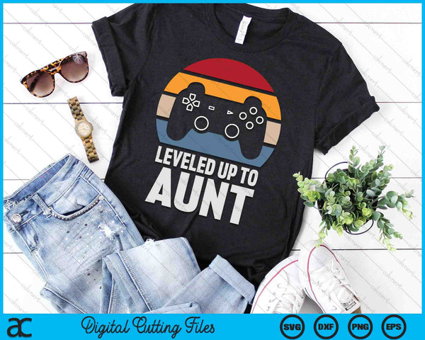 Leveled Up To Aunt Gift Gamer Gaming Pregnancy Announcement SVG PNG Digital Cutting Files