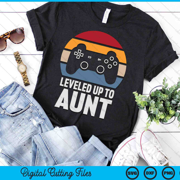 Leveled Up To Aunt Gift Gamer Gaming Pregnancy Announcement SVG PNG Digital Cutting Files