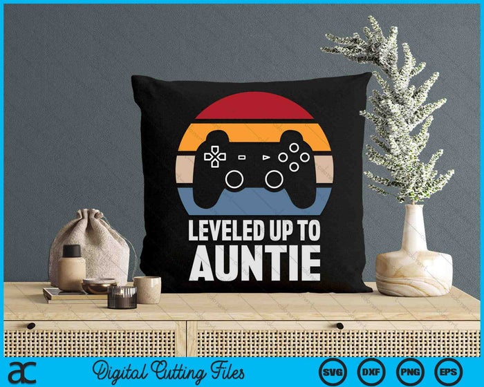 Leveled Up To Auntie Gift Gamer Gaming Pregnancy Announcement SVG PNG Digital Cutting Files