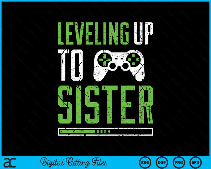 Leveling Up To Sister Funny Promoted To Sister SVG PNG Digital Cutting Files