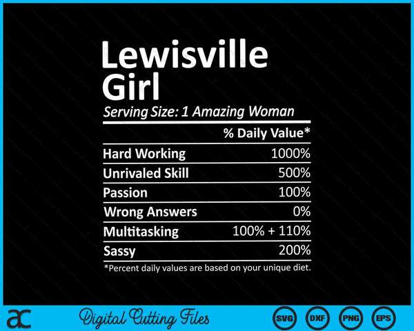 Lewisville Girl TX Texas Funny City Home Roots SVG PNG Archivo de corte digital