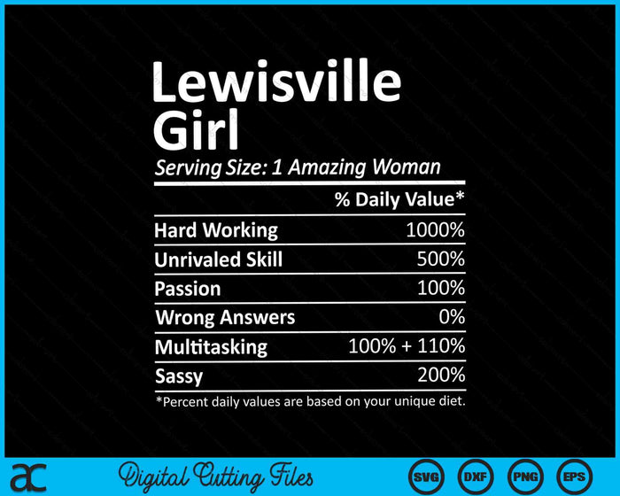 Lewisville Girl TX Texas Funny City Home Roots SVG PNG digitaal snijden-bestand