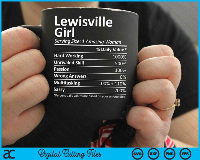 Lewisville Girl TX Texas Funny City Home Roots SVG PNG digitaal snijden-bestand