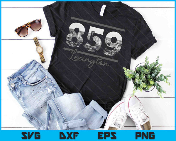 Lexington 859 Código de área Skyline Kentucky Vintage SVG PNG Cortar archivos imprimibles - on a t-shirt
