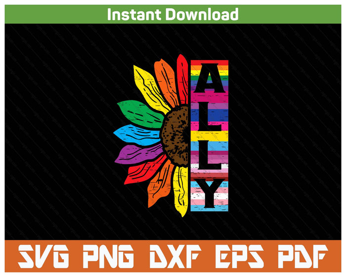 LGBTQ Rainbow Sunflower Pride SVG PNG Cutting Files
