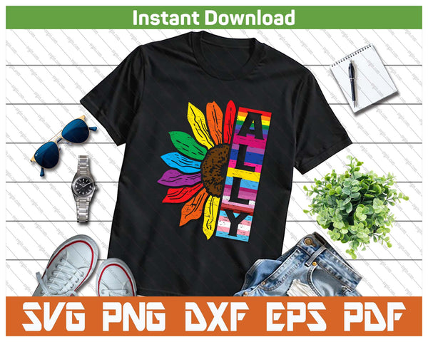 LGBTQ Rainbow Sunflower Pride SVG PNG Cutting Files