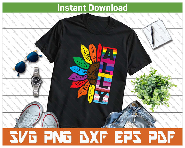 LGBTQ Rainbow Sunflower Pride SVG PNG Cutting Files