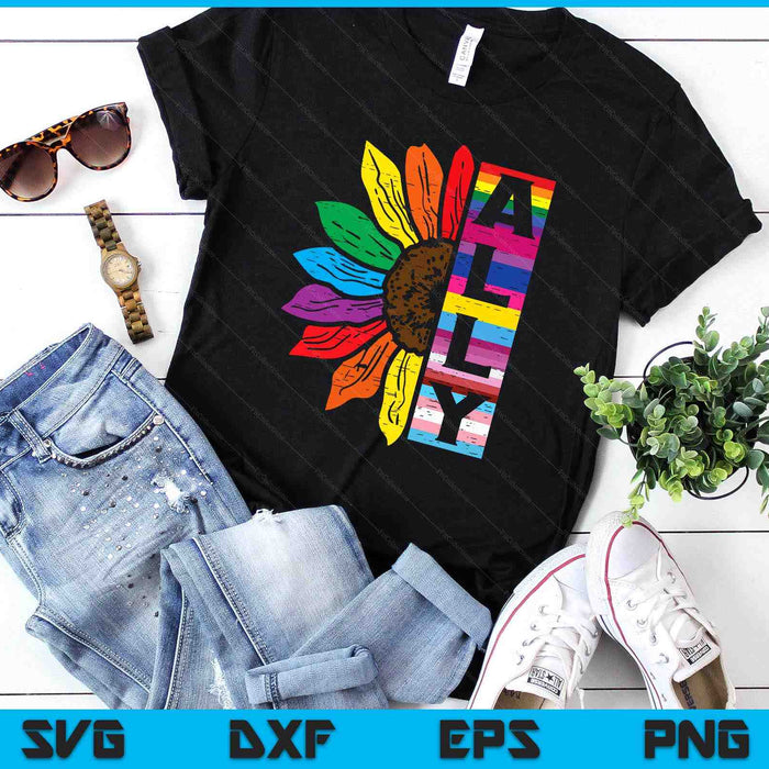 Lgbt Gay Ally Sunflower Rainbow Pride Flag SVG PNG Digital Printable Files