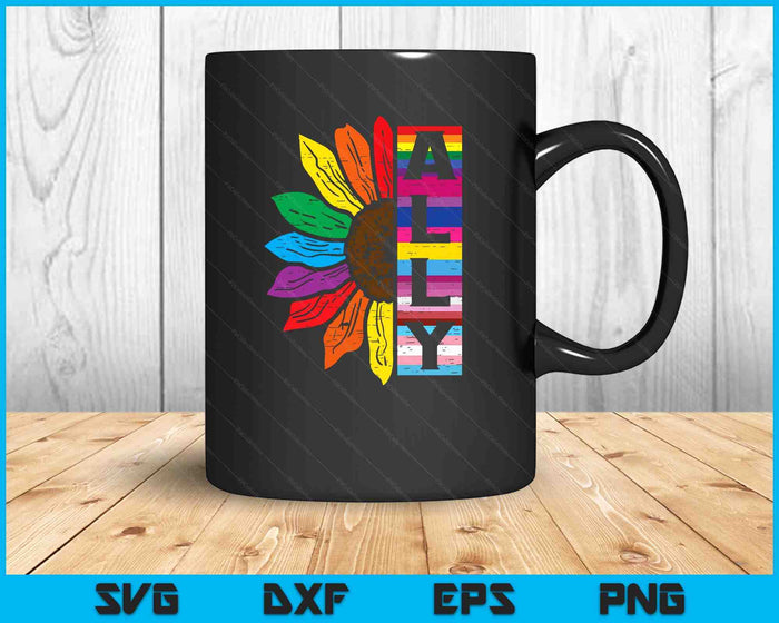 Lgbt Gay Ally Sunflower Rainbow Pride Flag SVG PNG Digital Printable Files