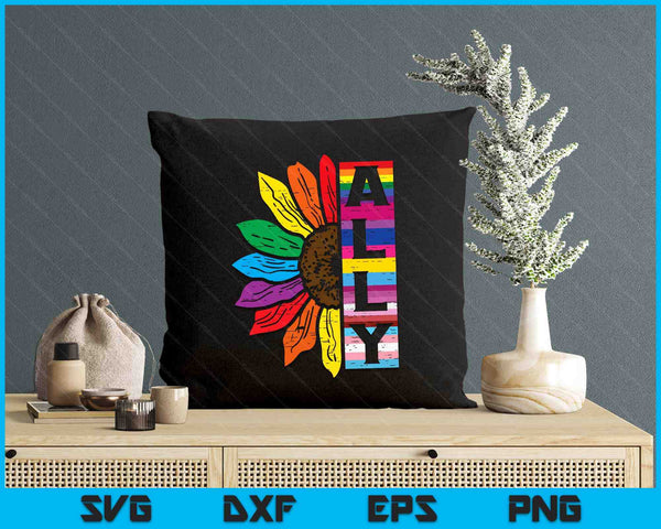 Lgbt Gay Ally Sunflower Rainbow Pride Flag SVG PNG Digital Printable Files