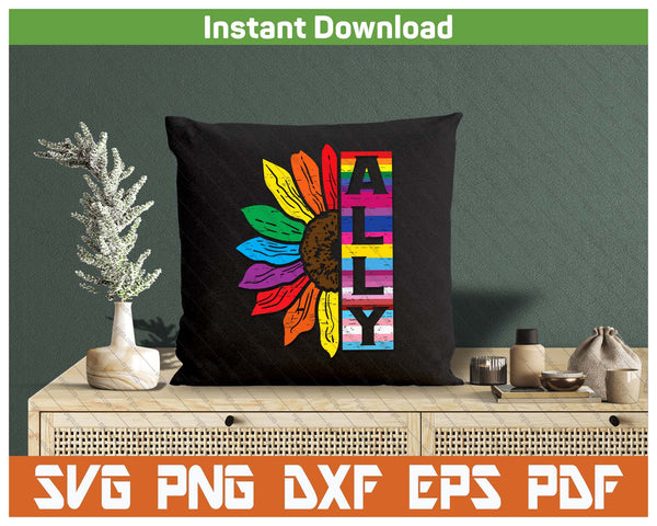 LGBTQ Rainbow Sunflower Pride SVG PNG Cutting Files