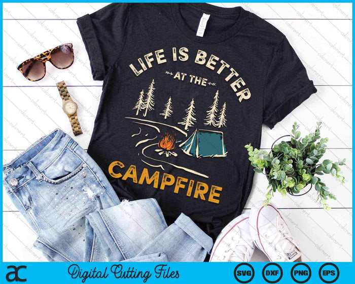 La vida es mejor en la fogata divertido camping SVG PNG archivos de corte digital