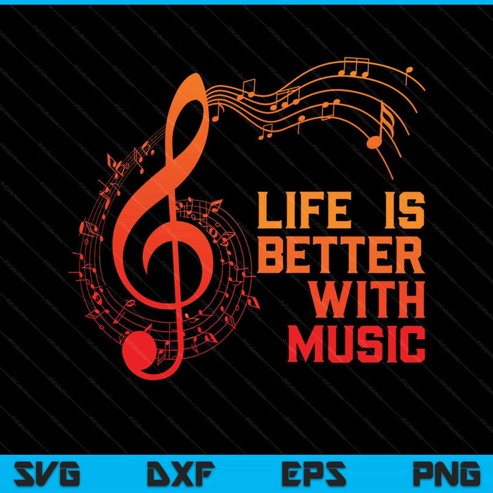 La vida es mejor con música SVG PNG cortando archivos imprimibles