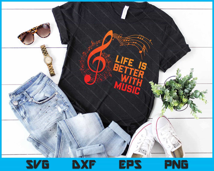 La vida es mejor con música SVG PNG cortando archivos imprimibles