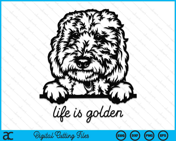 Het leven is gouden hond moeder Goldendoodle Mama Moederdag SVG PNG digitale snijbestanden
