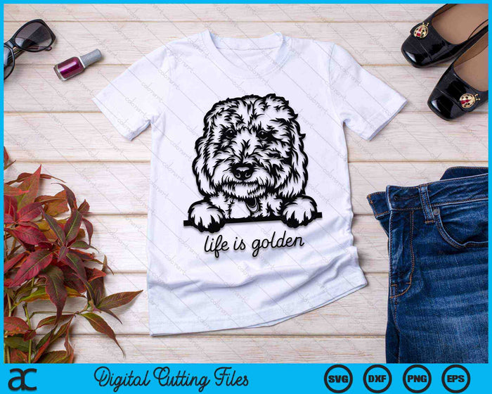 Het leven is gouden hond moeder Goldendoodle Mama Moederdag SVG PNG digitale snijbestanden