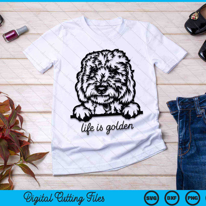 Het leven is gouden hond moeder Goldendoodle Mama Moederdag SVG PNG digitale snijbestanden