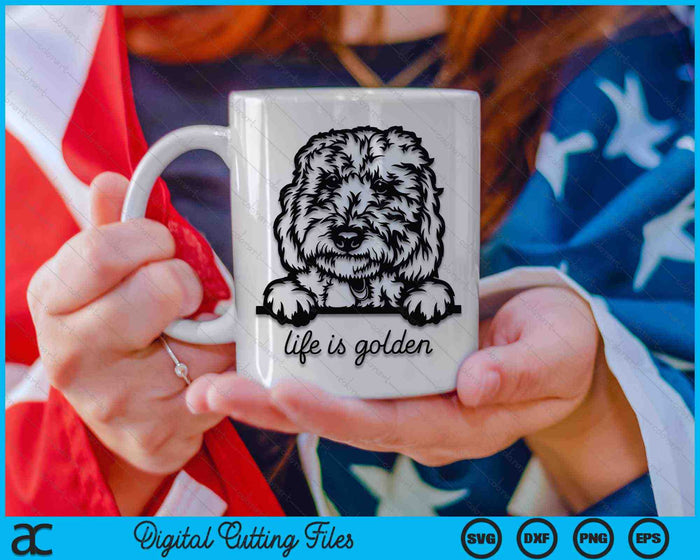 Het leven is gouden hond moeder Goldendoodle Mama Moederdag SVG PNG digitale snijbestanden