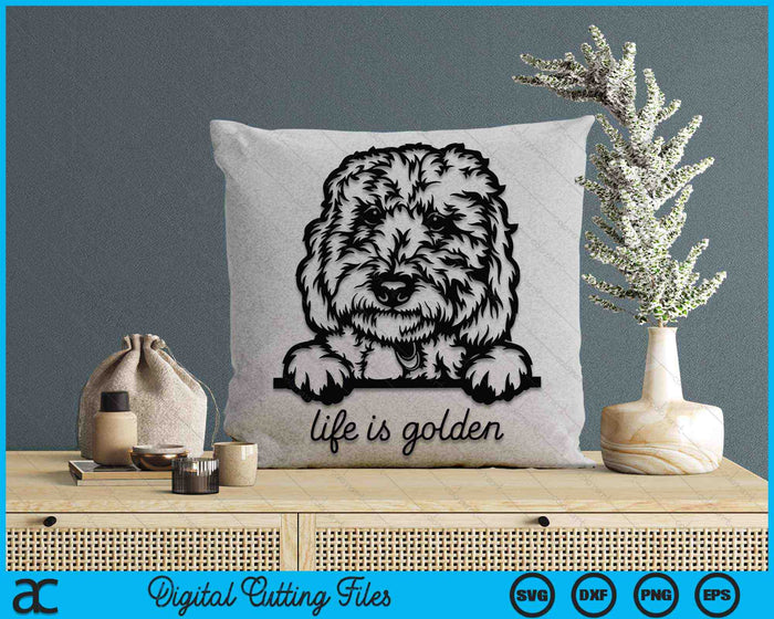 Het leven is gouden hond moeder Goldendoodle Mama Moederdag SVG PNG digitale snijbestanden