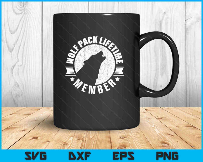 Lifetime Wolf Pack Member Distressed Howling SVG PNG Digital Printable Files