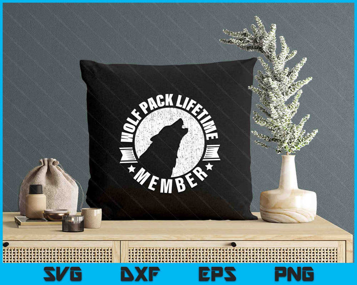 Lifetime Wolf Pack Member Distressed Howling SVG PNG Digital Printable Files
