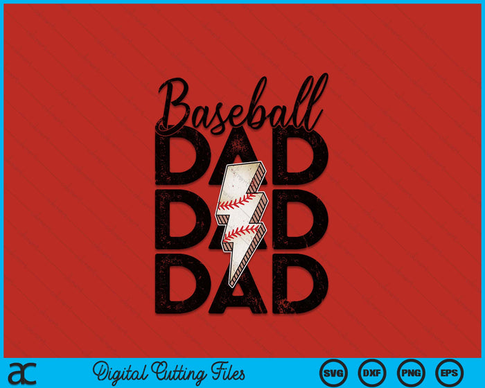 Lightning Bolt Baseball Dad SVG PNG Digital Printable Files