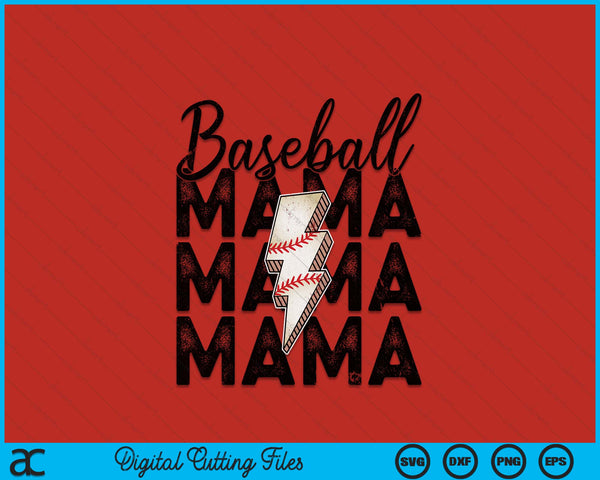 Lightning Bolt Baseball Mama SVG PNG Digital Printable Files