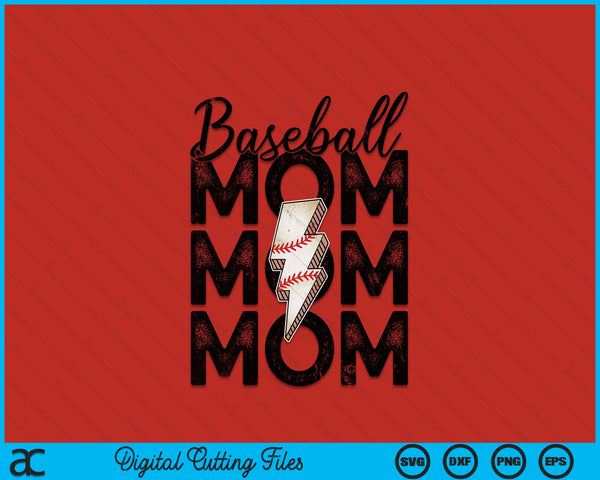 Lightning Bolt Baseball Mom SVG PNG Digital Printable Files