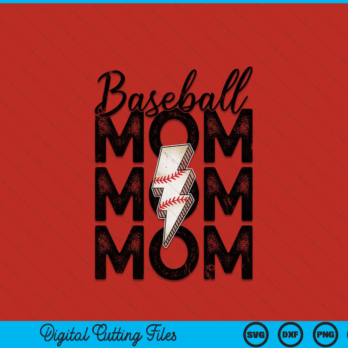 Lightning Bolt Baseball Mom SVG PNG Digital Printable Files