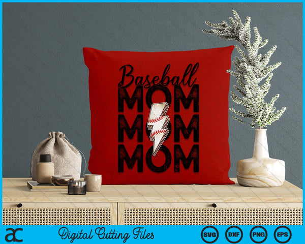 Lightning Bolt Baseball Mom SVG PNG Digital Printable Files