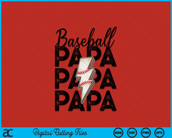 Lightning Bolt Baseball Papa SVG PNG Digital Printable Files