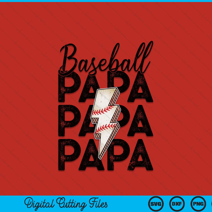 Lightning Bolt Baseball Papa SVG PNG Digital Printable Files