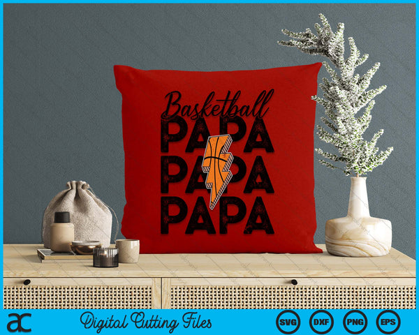 Lightning Bolt Basketball Papa SVG PNG Digital Printable Files