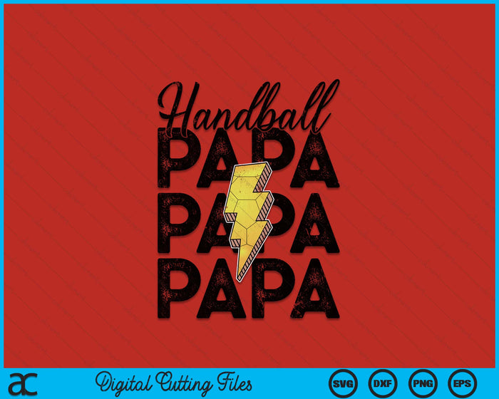 Lightning Bolt Handball Papa SVG PNG Digital Printable Files