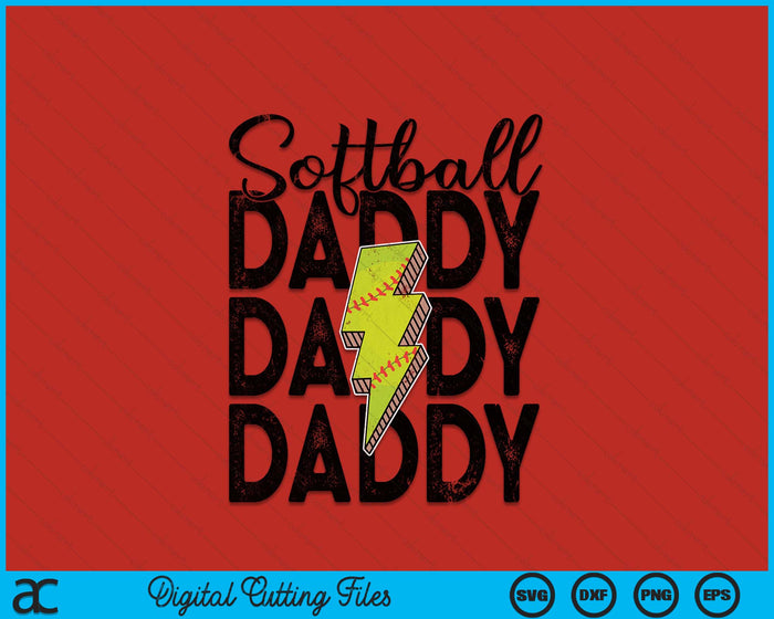 Lightning Bolt Softball Daddy SVG PNG Digital Printable Files