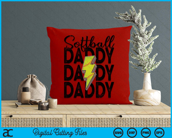 Lightning Bolt Softball Daddy SVG PNG Digital Printable Files