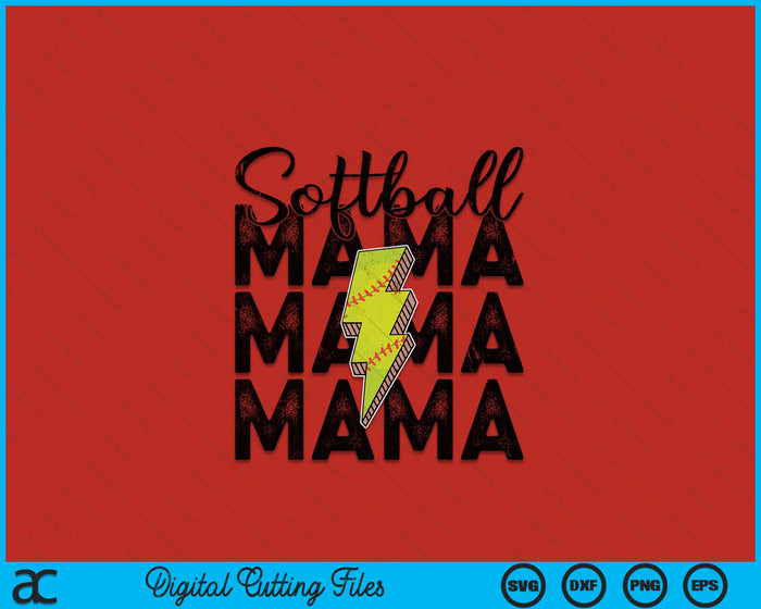 Lightning Bolt Softball Mama SVG PNG Digital Printable Files