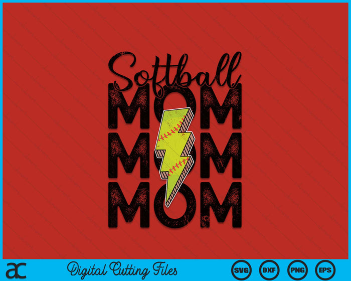 Lightning Bolt Softball Mom SVG PNG Digital Printable Files