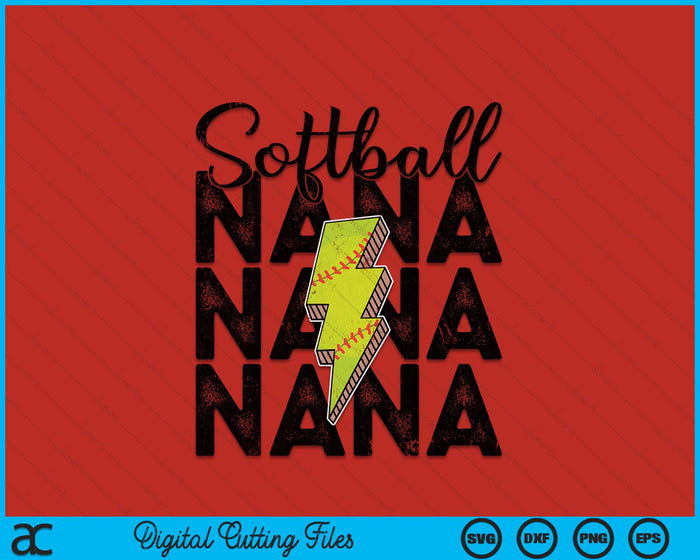 Lightning Bolt Softball Nana SVG PNG Digital Printable Files