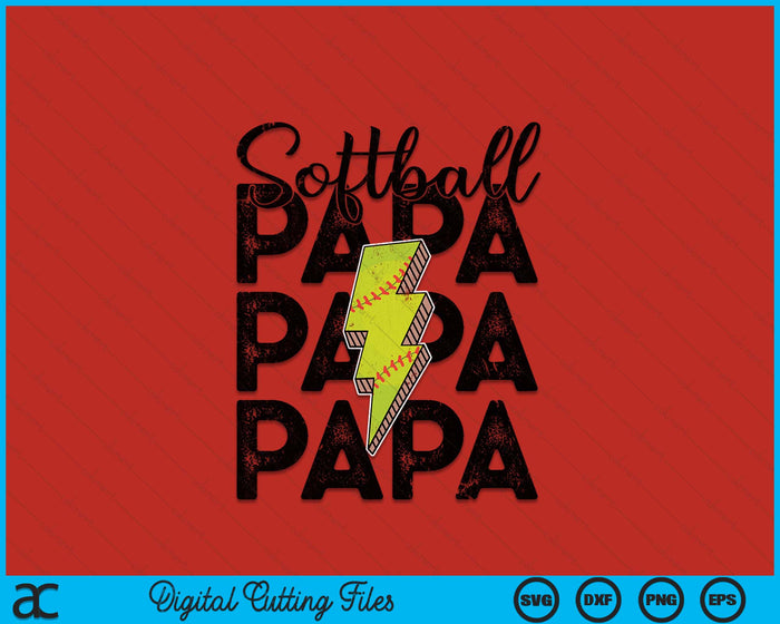 Lightning Bolt Softball Papa SVG PNG Digital Printable Files