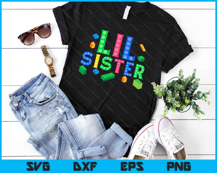 Lil Sister Master Builder Construyendo Ladrillos Bloques SVG PNG Archivos de Corte Digital