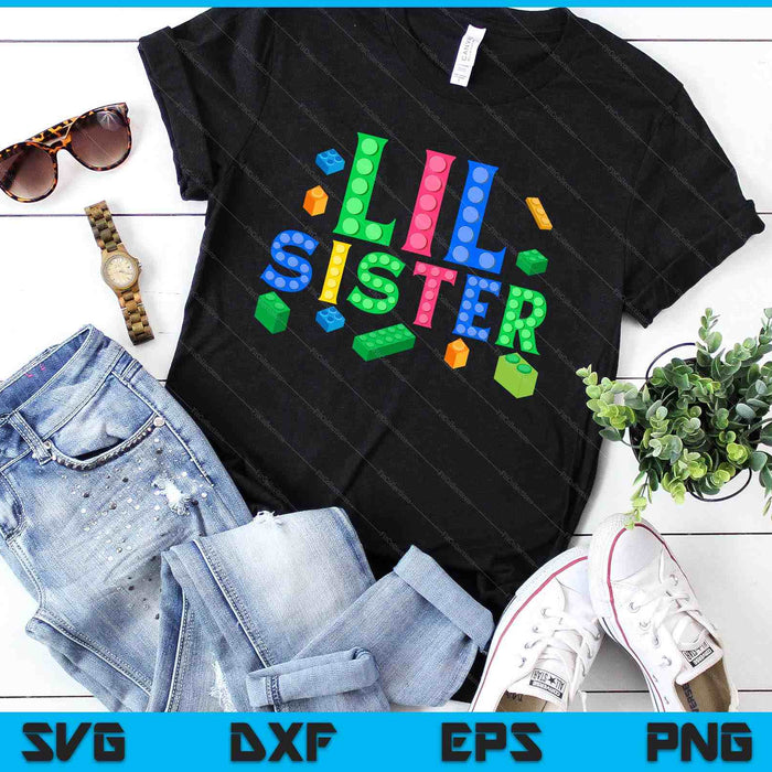 Lil Sister Master Builder Construyendo Ladrillos Bloques SVG PNG Archivos de Corte Digital