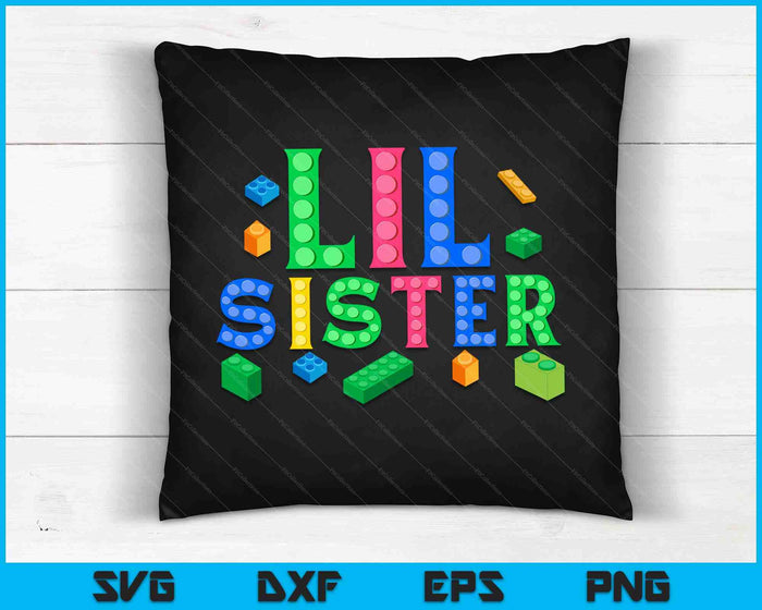 Lil Sister Master Builder Construyendo Ladrillos Bloques SVG PNG Archivos de Corte Digital