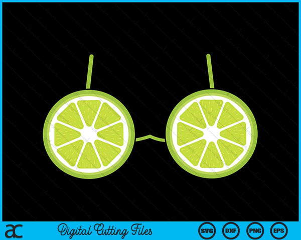 Two lime slices as a bra, cute fruit Halloween costume SVG