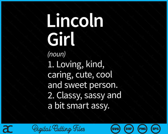 Lincoln Girl NE Nebraska Home Roots SVG PNG Archivo de corte digital