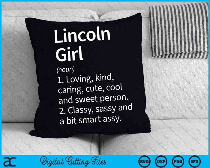 Lincoln Girl NE Nebraska Home Roots SVG PNG Archivo de corte digital