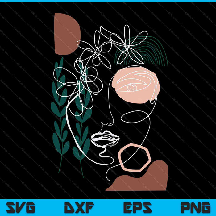 Line Art Face Abstract Art One Line Minimal SVG PNG Digital Cutting Files