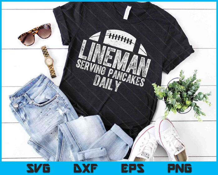 Lijnwachter serveert pannenkoeken dagelijks SVG PNG digitale snijbestanden