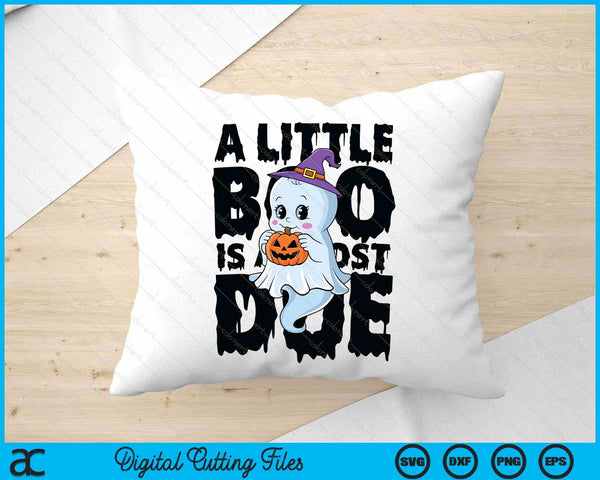 Little Boo Is Almost Due Cute Halloween Pregnancy Reveal SVG PNG Digital Printable Files
