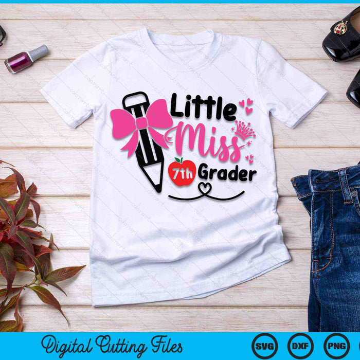 Little Miss 7th Grader First Day Of Hello Seventh Grade Girls SVG PNG Digital Cutting Files